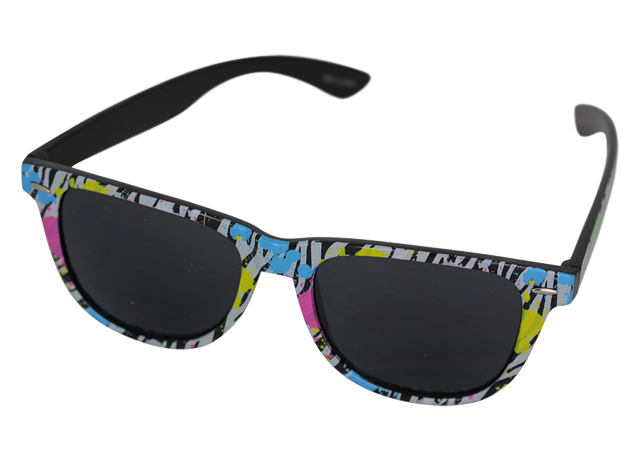 Black sunglasses with coloured animal print