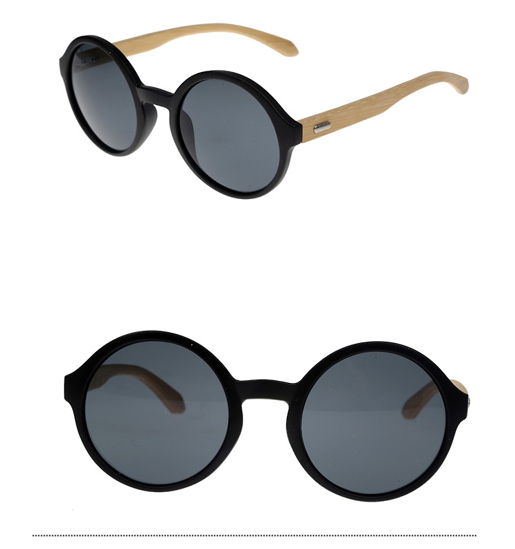 Oversize round sunglasses in black with handmade bamboo arms. Robust quality - sunlooper.co.uk - billede 3