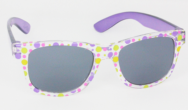 Kids sunglasses with pink and purple flower patterns for only 69 kr. 