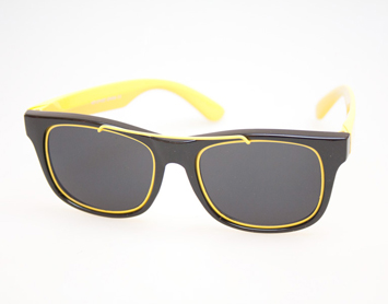 Wayfarer-like sunglasses with gold metal