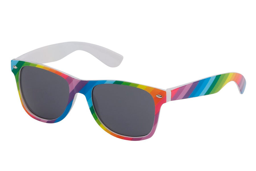 Rainbow-coloured wayfarer sunglasses