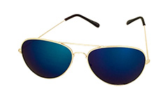 Aviator solbrille med blåt spejlglas