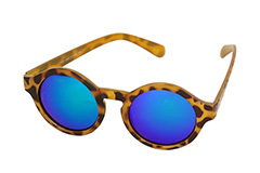 Round fashion sunglasses in light turtleshell w / mirror lenses