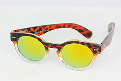 Round tortoiseshell sunglasses with yellow mirror lenses - Design nr. 1131