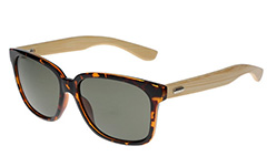 Tortoiseshell wayfarer sunglasses with handmade bamboo arms. - Design nr. 3048