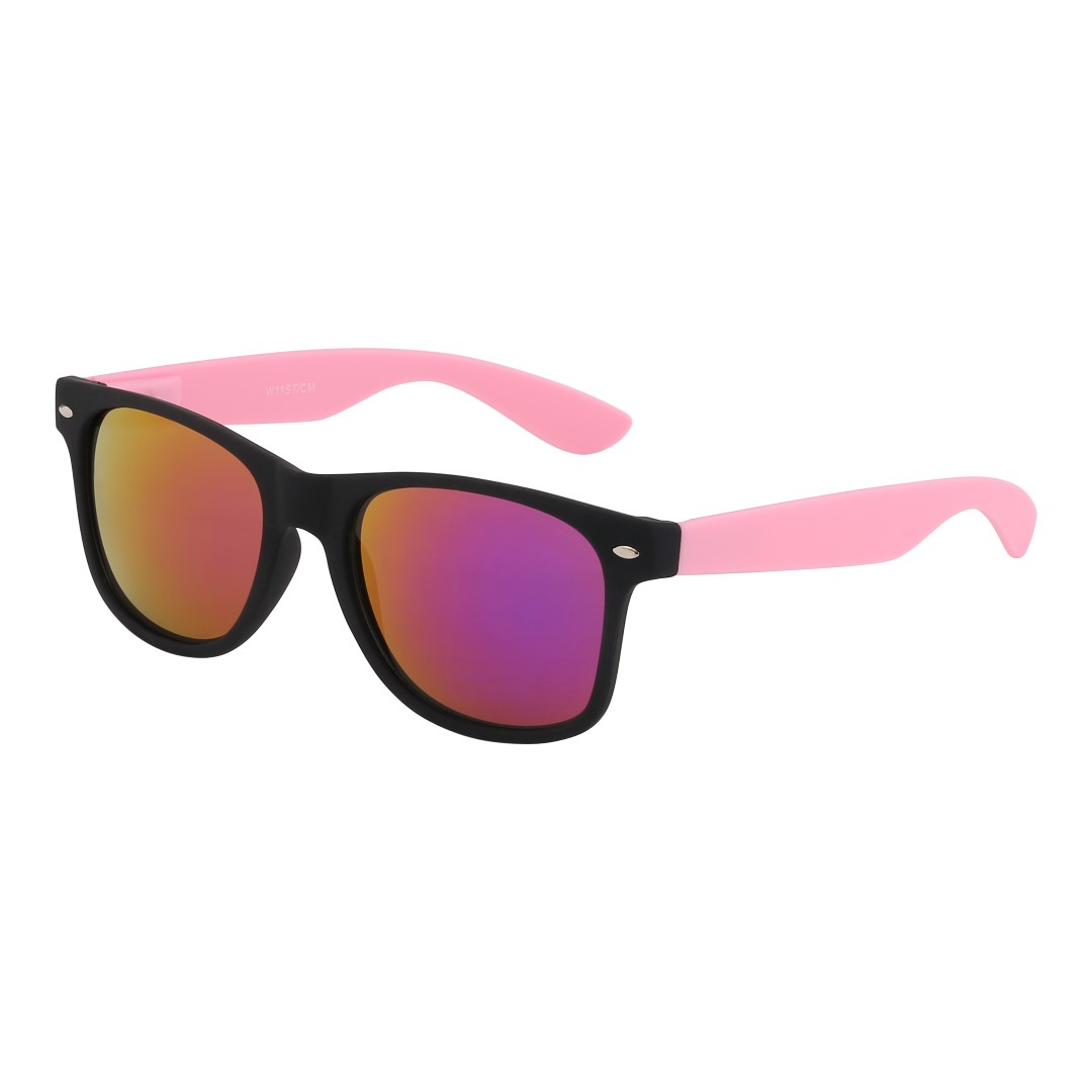 Wayfarer with soft pink and multi-coloued lenses