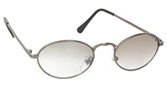 Oval metal sunglasses with light smokey lenses