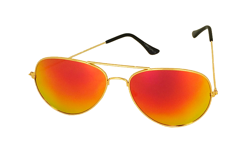 Guldfarvet aviator med orange-gult spejlglas