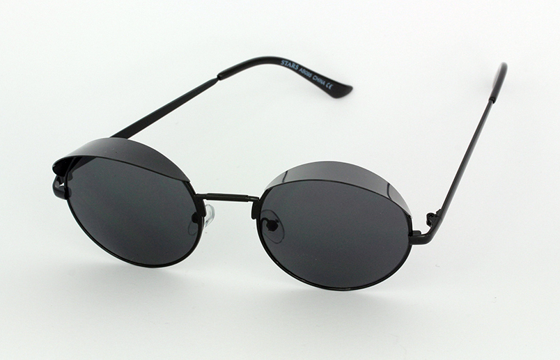Black round sunglasses with small shade