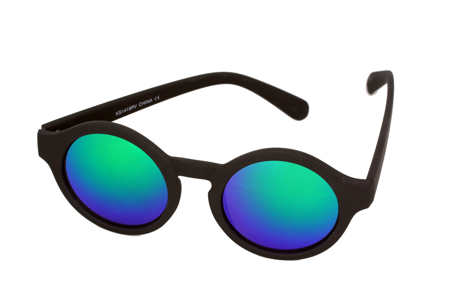 Round sunglasses in black with mirror lenses