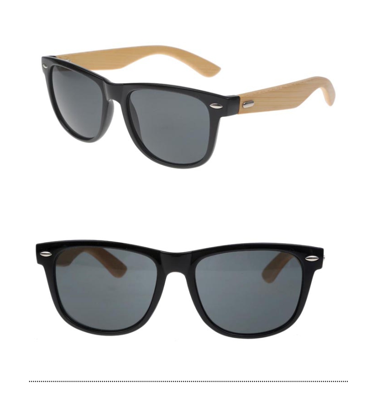 Black wayfarer sunglasses with handmade bamboo arms.  - sunlooper.co.uk - billede 3