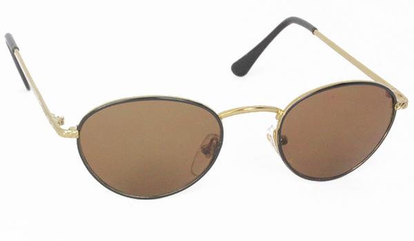 Oval metal sunglasses in black and gold