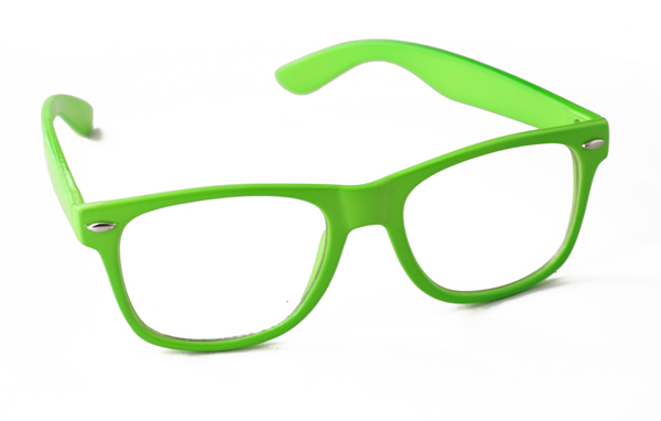 Green sunglasses in wayfarer look. Non-prescription 