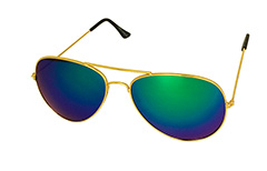 Guldfarvet aviator med grøn-blå multiglas - Design nr. 3222